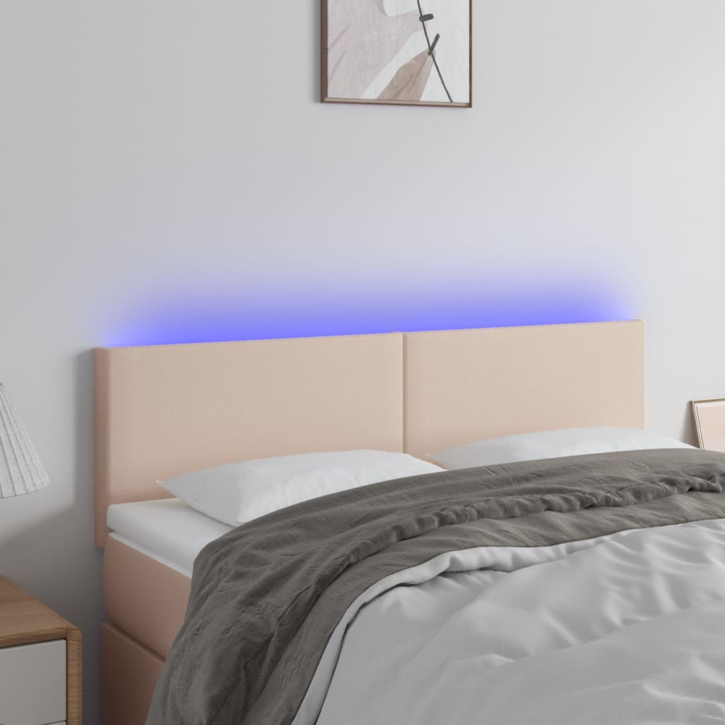 Κεφαλάρι Κρεβατιού LED Καπουτσίνο 144x5x78/88 εκ. Συνθετ. Δέρμα - Pakobazaar
