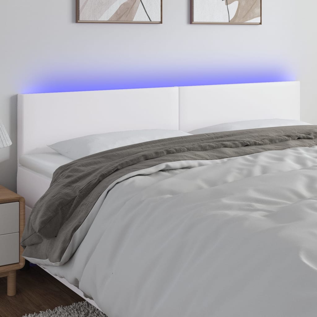 Κεφαλάρι Κρεβατιού LED Λευκό 160x5x78/88 εκ. Συνθετ. Δέρμα