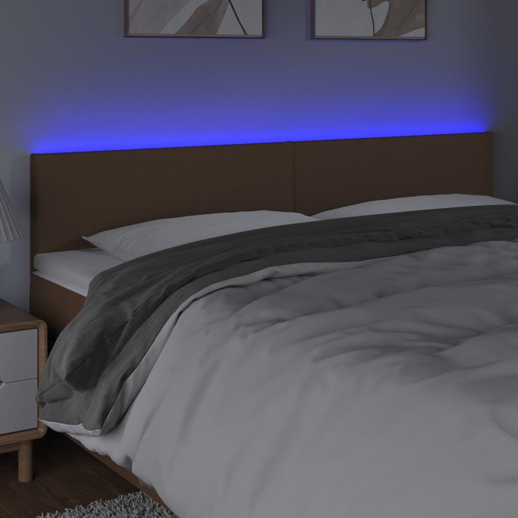 Κεφαλάρι Κρεβατιού LED Καφέ 160x5x78/88 εκ. από Συνθετικό Δέρμα