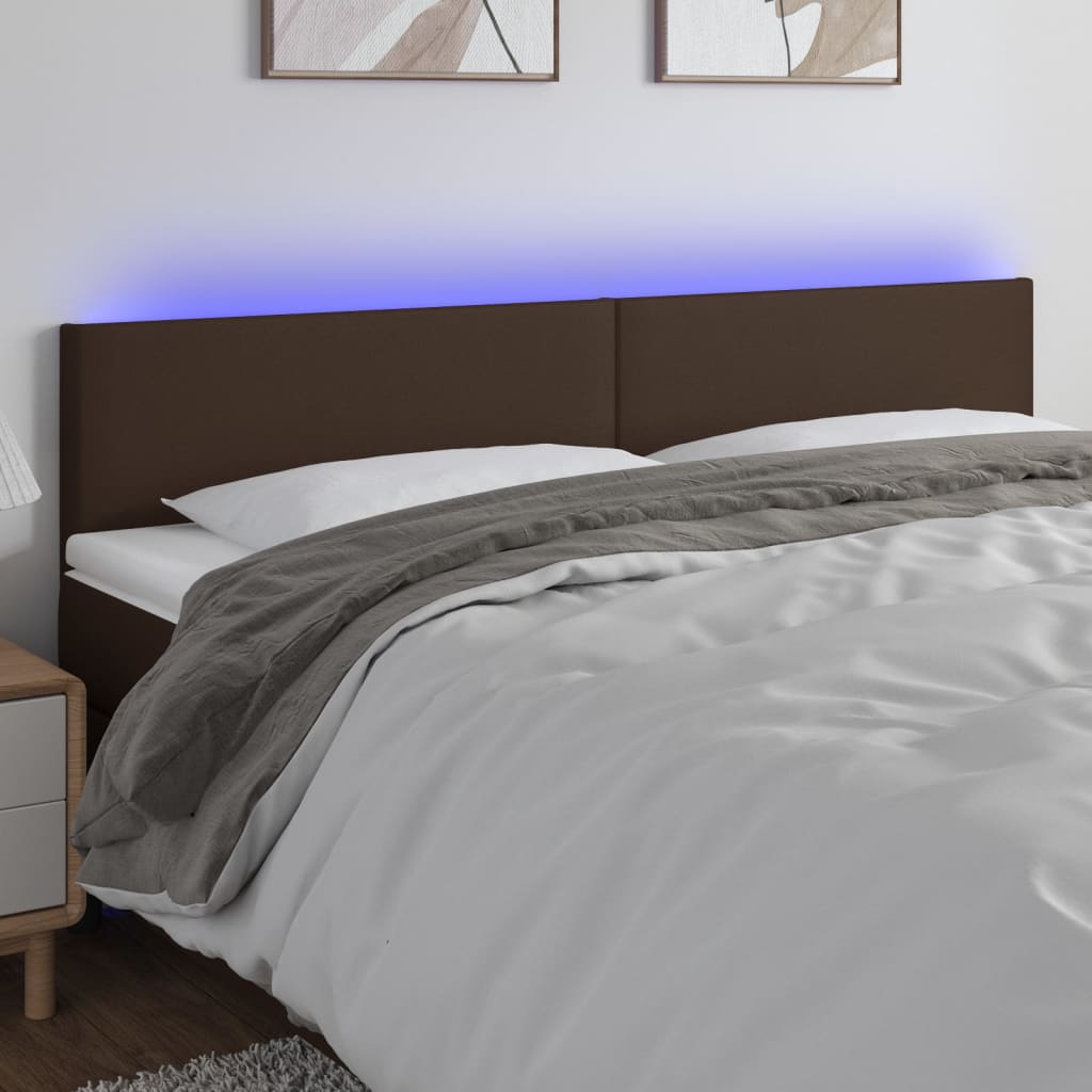 Κεφαλάρι Κρεβατιού LED Καφέ 160x5x78/88 εκ. από Συνθετικό Δέρμα