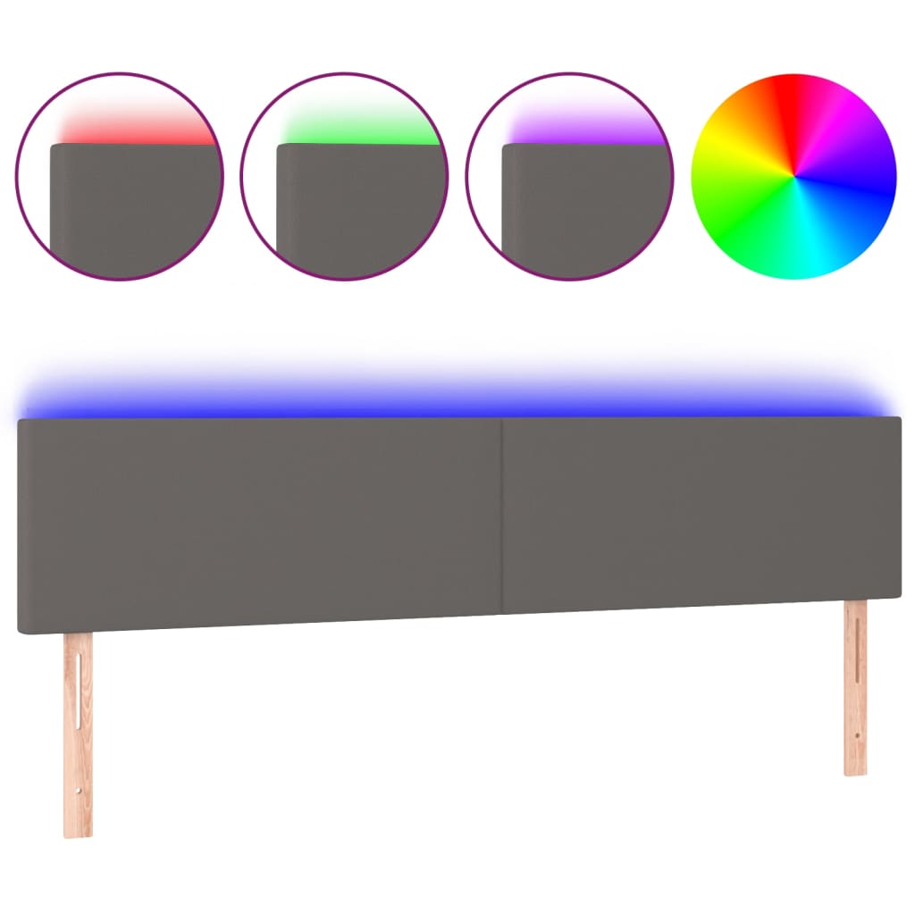 Κεφαλάρι Κρεβατιού LED Γκρι 160x5x78/88 εκ. από Συνθετικό Δέρμα