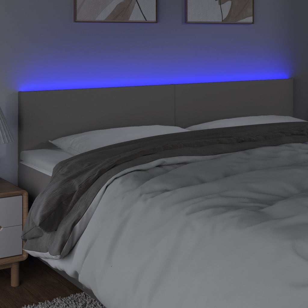 Κεφαλάρι Κρεβατιού LED Γκρι 160x5x78/88 εκ. από Συνθετικό Δέρμα