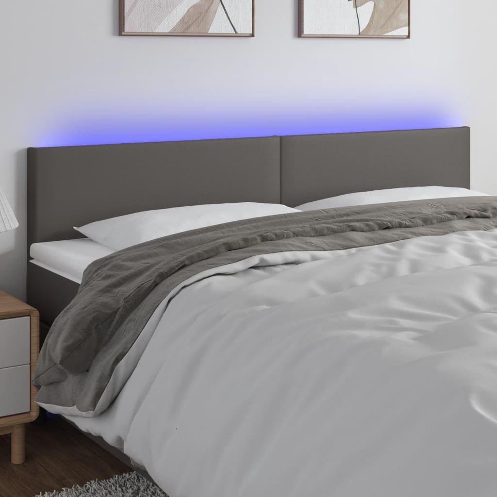 Κεφαλάρι Κρεβατιού LED Γκρι 160x5x78/88 εκ. από Συνθετικό Δέρμα