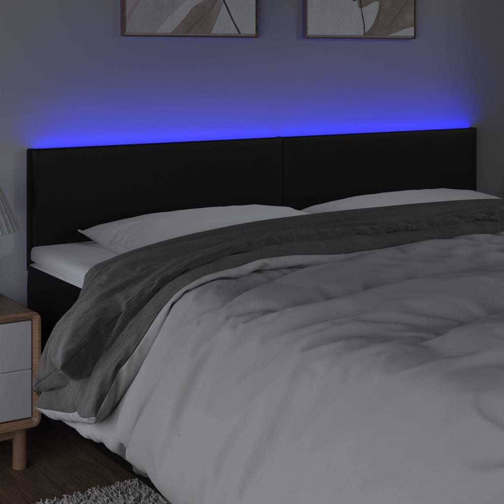 Κεφαλάρι Κρεβατιού LED Μαύρο 180x5x78/88 εκ. Συνθετ. Δέρμα