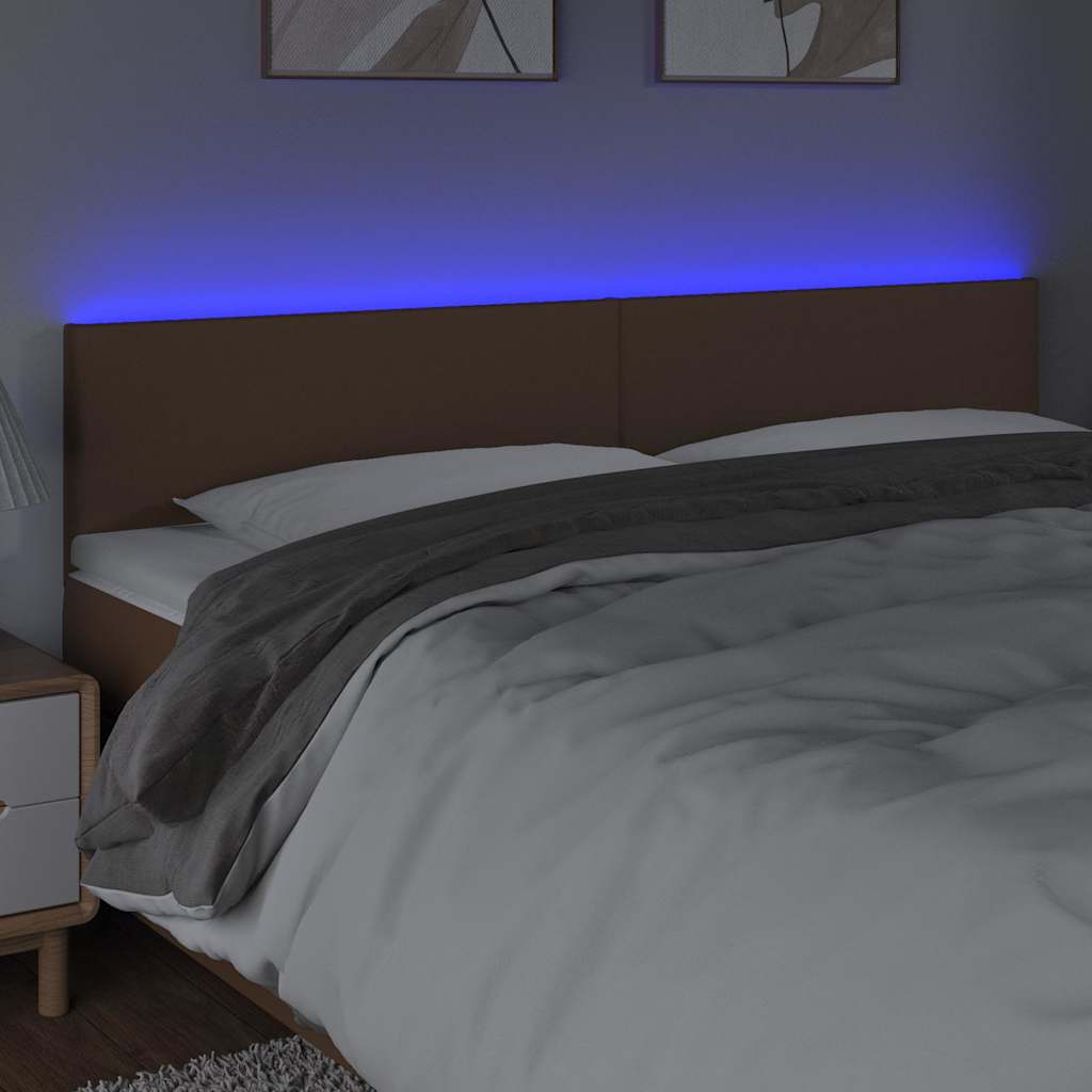 Κεφαλάρι Κρεβατιού LED Καφέ 180x5x78/88 εκ. από Συνθετικό Δέρμα - Pakobazaar