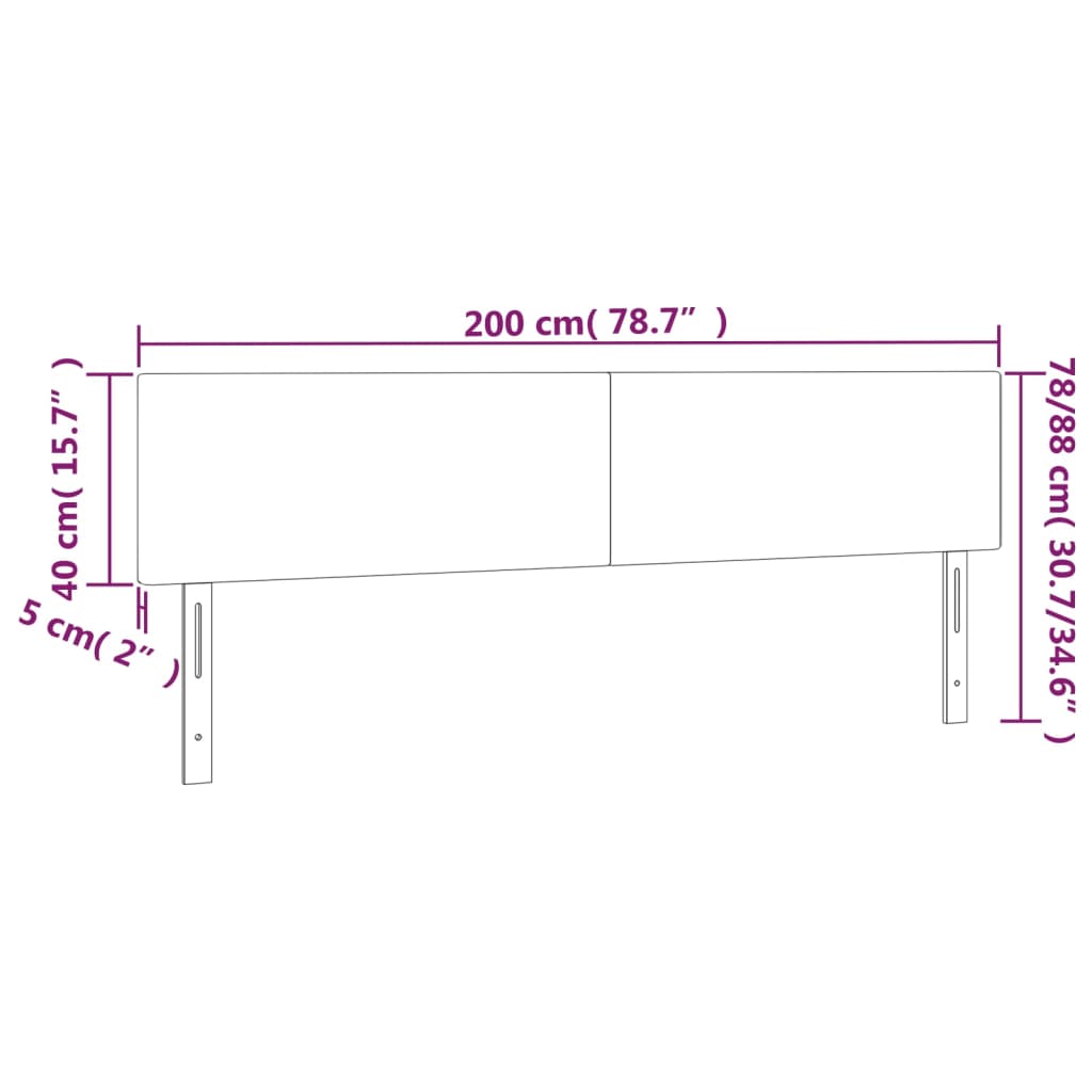 Κεφαλάρι Κρεβατιού LED Καπουτσίνο 200x5x78/88 εκ. Συνθετ. Δέρμα
