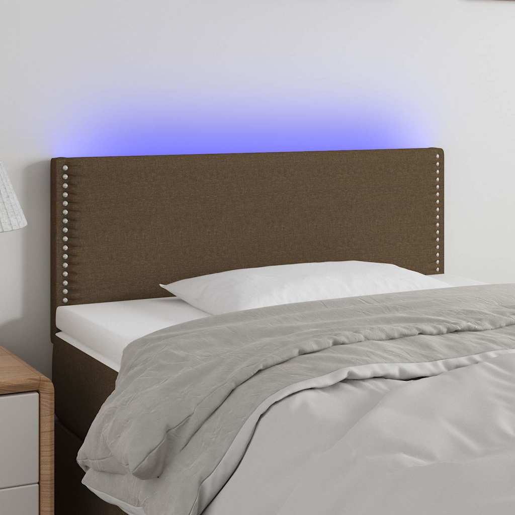 Κεφαλάρι Κρεβατιού LED Σκούρο Καφέ 80x5x78/88 εκ. Υφασμάτινο - Pakobazaar