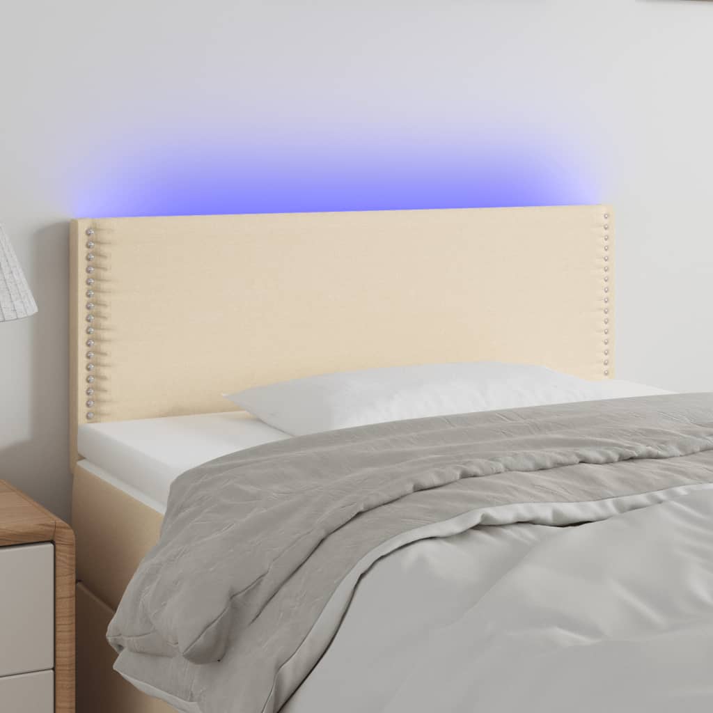 Κεφαλάρι Κρεβατιού LED Κρεμ 80 x 5 x 78/88 εκ. Υφασμάτινο - Pakobazaar