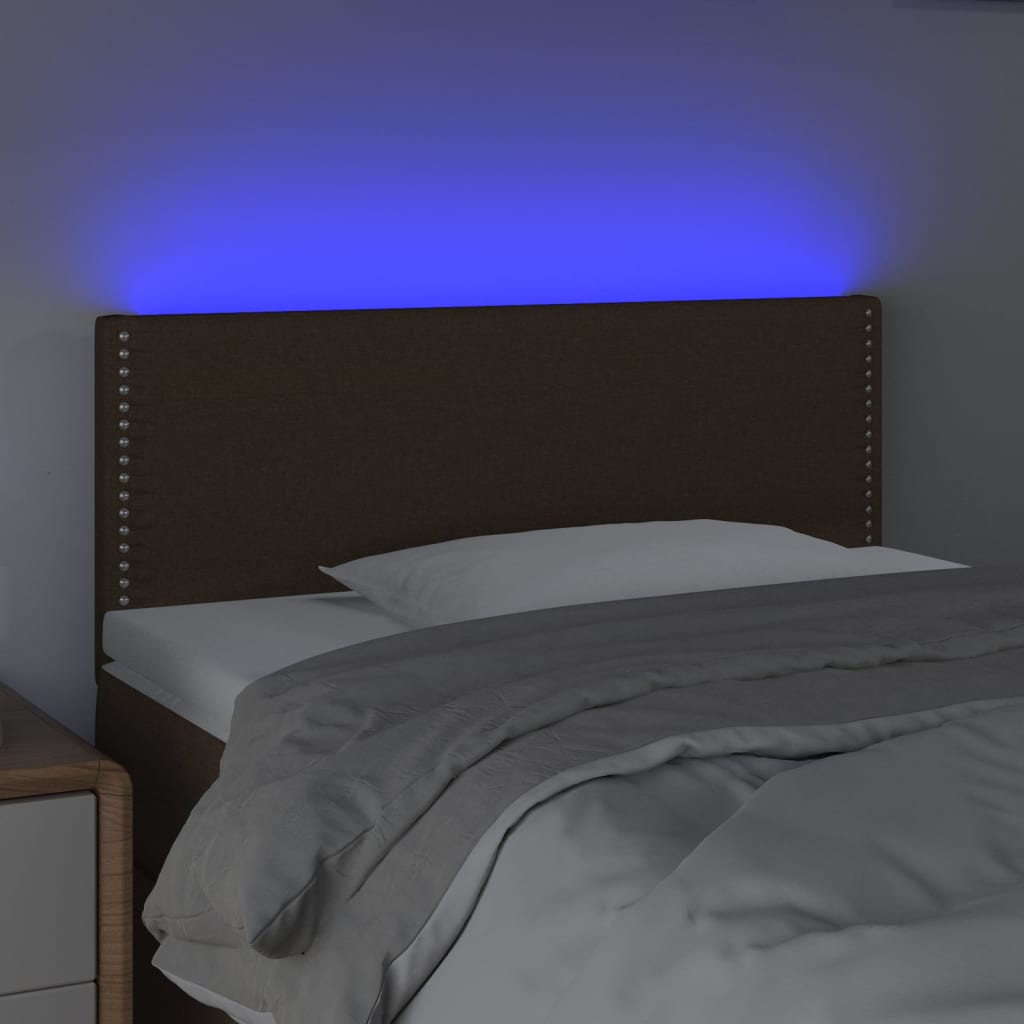 Κεφαλάρι Κρεβατιού LED Σκούρο Καφέ 90x5x78/88 εκ. Υφασμάτινο