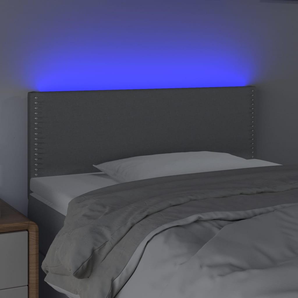 Κεφαλάρι Κρεβατιού LED Ανοιχτό Γκρι 100x5x78/88 εκ. Υφασμάτινο