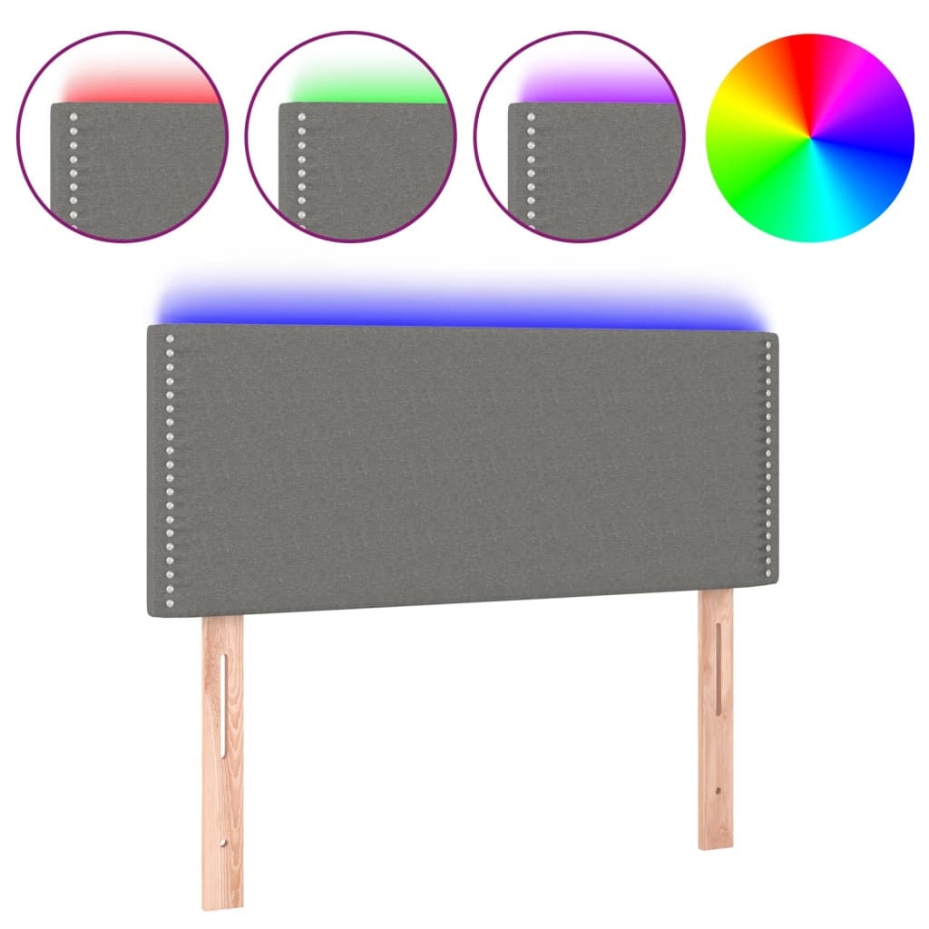 Κεφαλάρι Κρεβατιού LED Σκούρο Γκρι 100x5x78/88 εκ. Υφασμάτινο