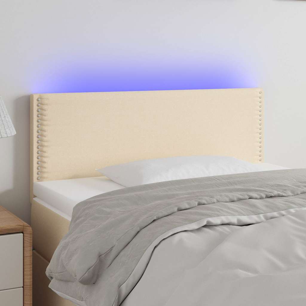 Κεφαλάρι Κρεβατιού LED Κρεμ 100x5x78/88 εκ. Υφασμάτινο - Pakobazaar