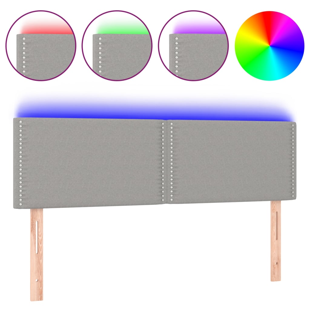 Κεφαλάρι Κρεβατιού LED Ανοιχτό Γκρι 144x5x78/88 εκ. Υφασμάτινο - Pakobazaar