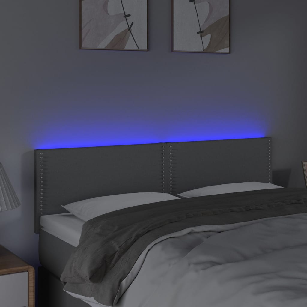 Κεφαλάρι Κρεβατιού LED Ανοιχτό Γκρι 144x5x78/88 εκ. Υφασμάτινο - Pakobazaar