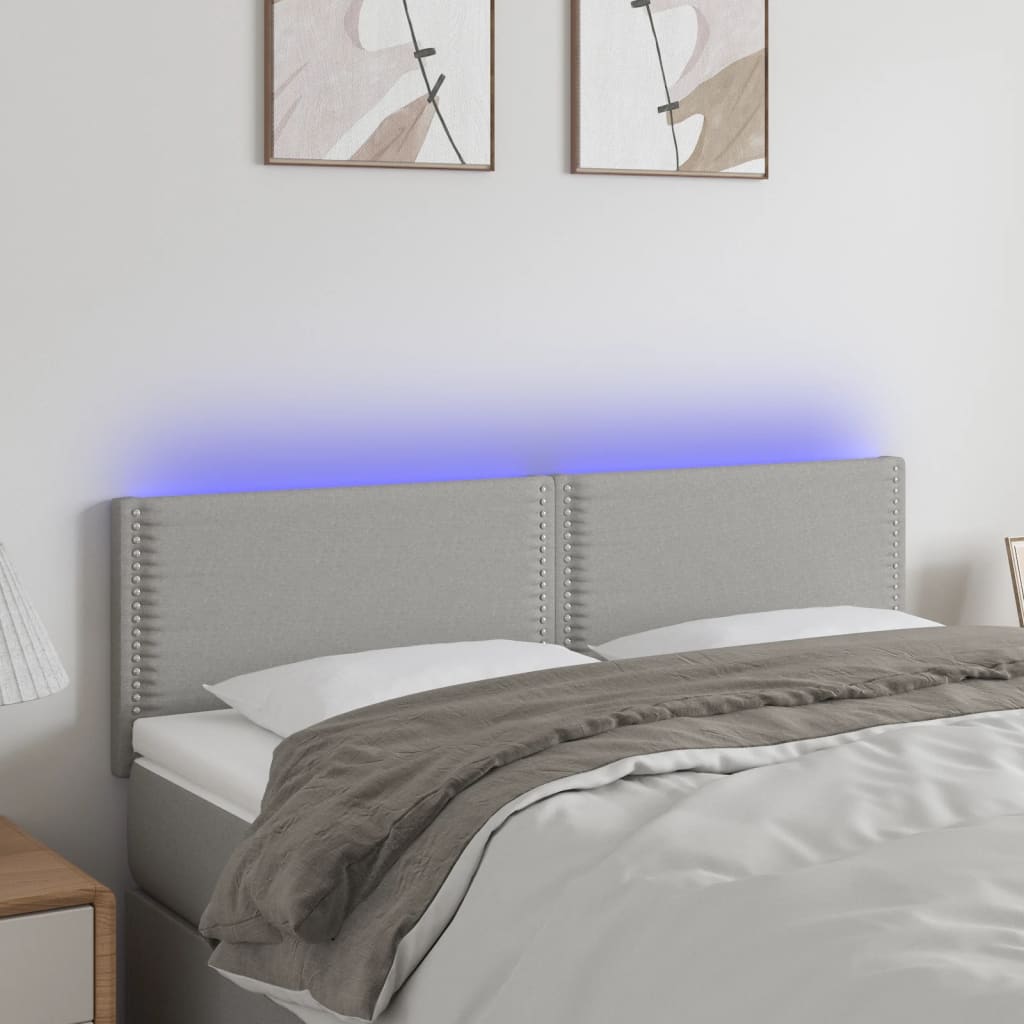 Κεφαλάρι Κρεβατιού LED Ανοιχτό Γκρι 144x5x78/88 εκ. Υφασμάτινο - Pakobazaar