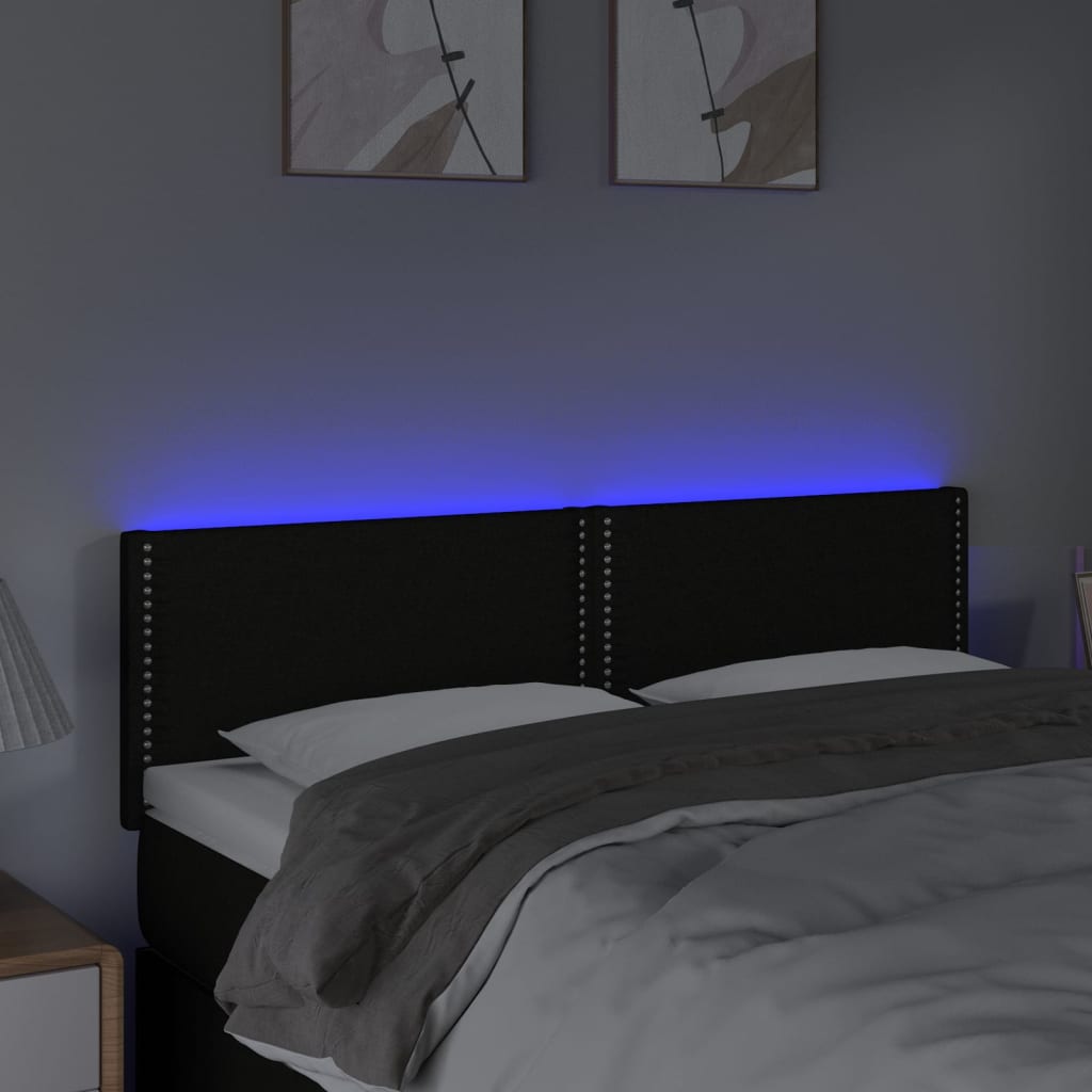Κεφαλάρι Κρεβατιού LED Μαύρο 144x5x78/88 εκ. Υφασμάτινο