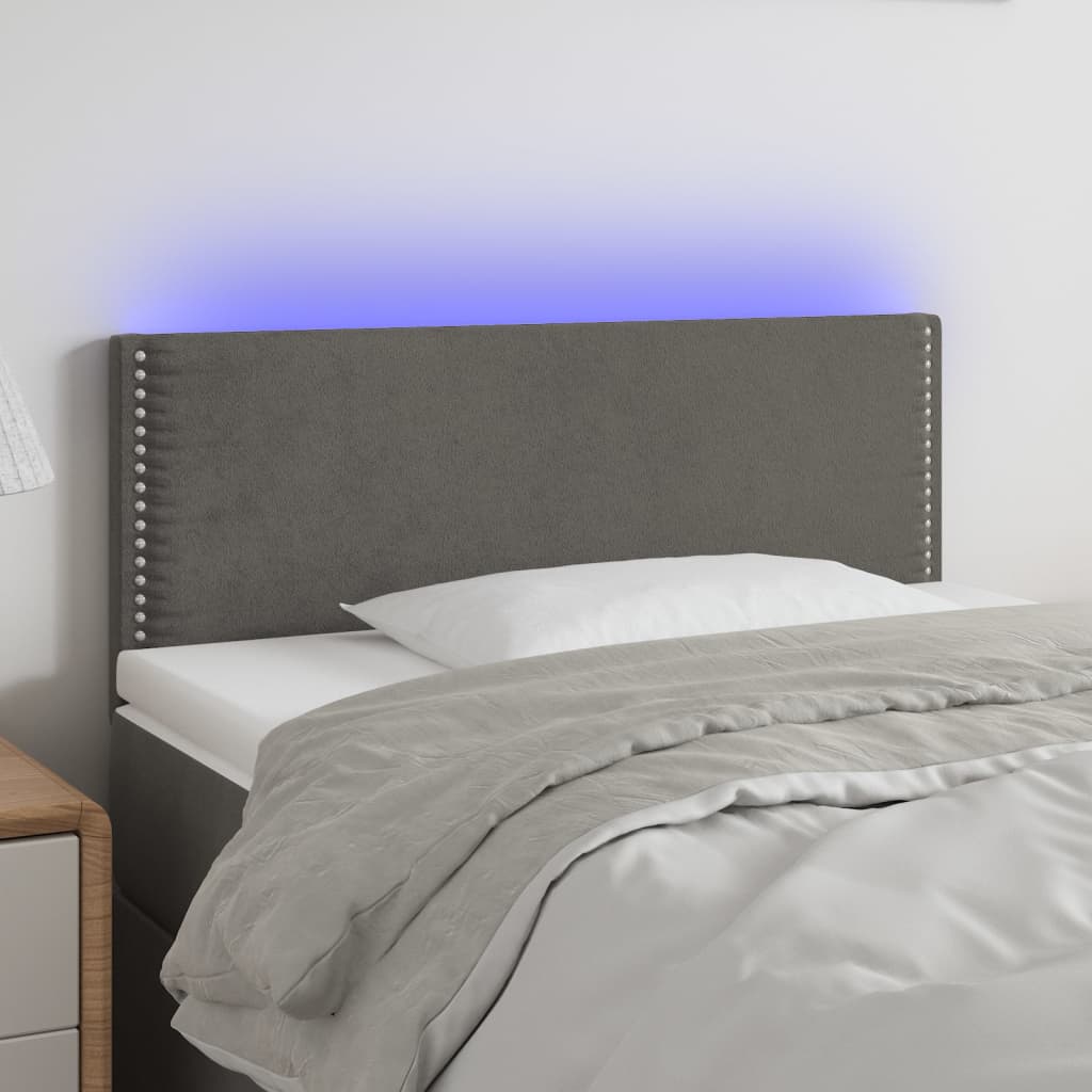 Κεφαλάρι Κρεβατιού LED Σκούρο Γκρι 80x5x78/88 εκ. Βελούδινο - Pakobazaar