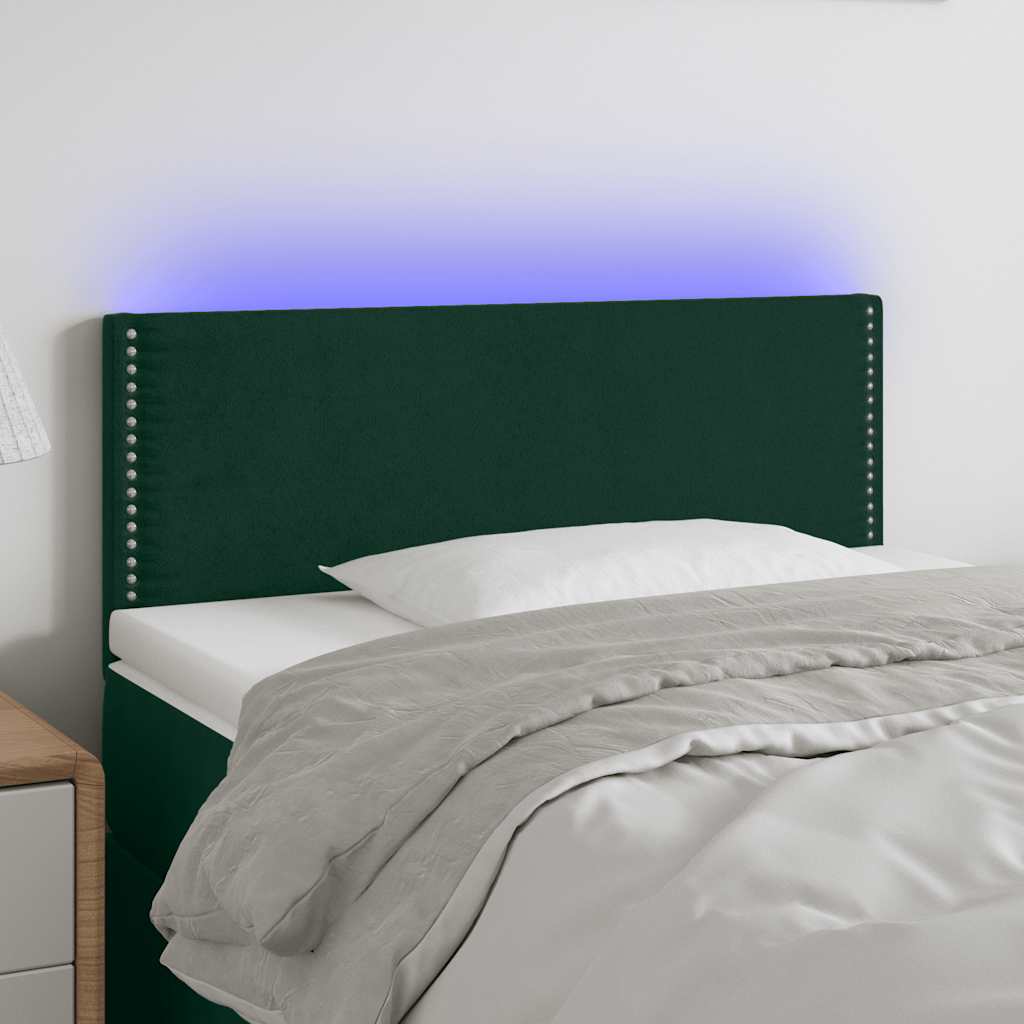 Κεφαλάρι Κρεβατιού LED Σκούρο Πράσινο 80x5x78/88 εκ. Βελούδινο