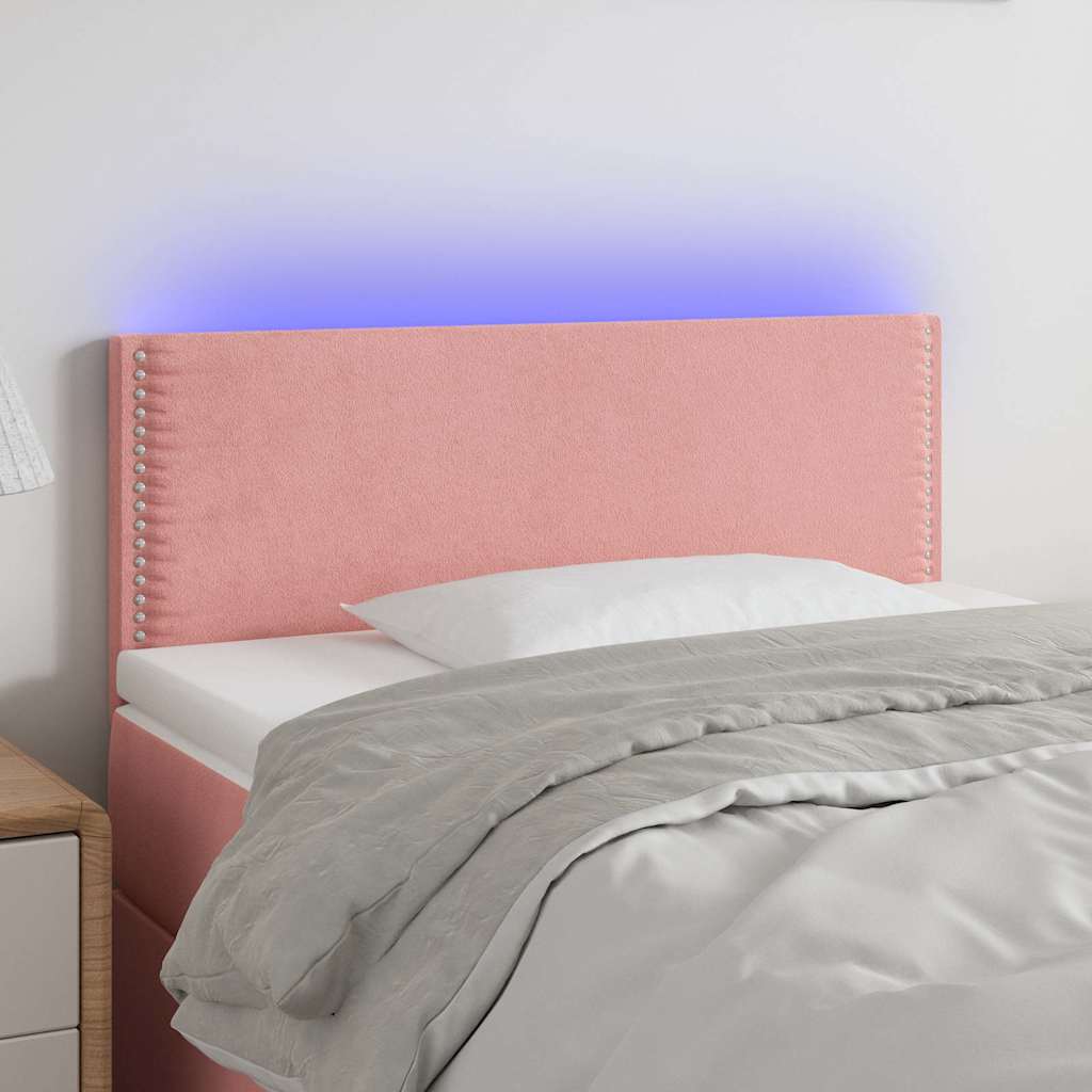 Κεφαλάρι Κρεβατιού LED Ροζ 80 x 5 x 78/88 εκ. Βελούδινο