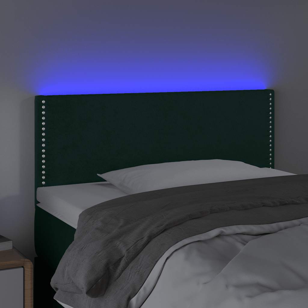 Κεφαλάρι Κρεβατιού LED Σκούρο Πράσινο 90x5x78/88 εκ. Βελούδινο