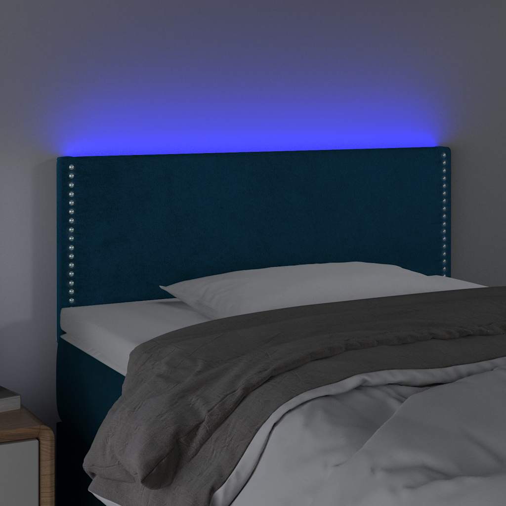 Κεφαλάρι Κρεβατιού LED Σκούρο Μπλε 90x5x78/88 εκ. Βελούδινο