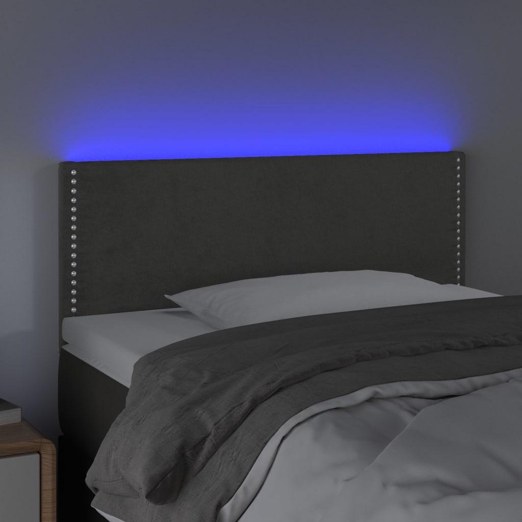 Κεφαλάρι Κρεβατιού LED Σκούρο Γκρι 100x5x78/88 εκ. Βελούδινο