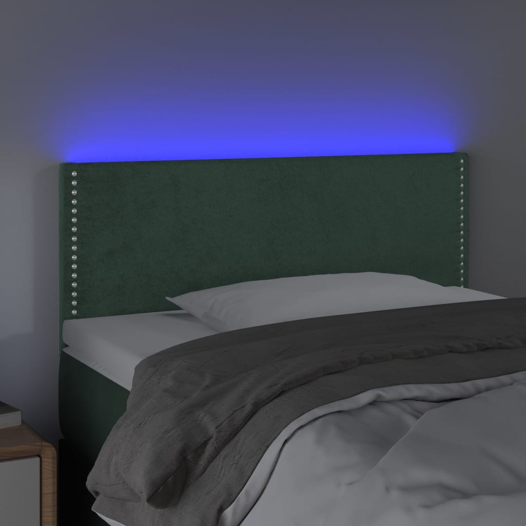 Κεφαλάρι Κρεβατιού LED Σκούρο Πράσινο 100x5x78/88 εκ. Βελούδινο