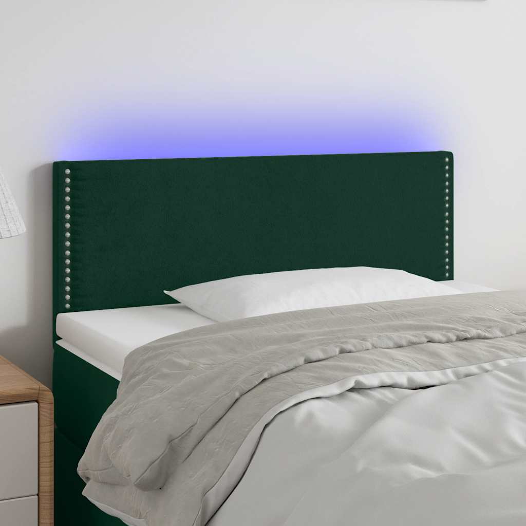 Κεφαλάρι Κρεβατιού LED Σκούρο Πράσινο 100x5x78/88 εκ. Βελούδινο
