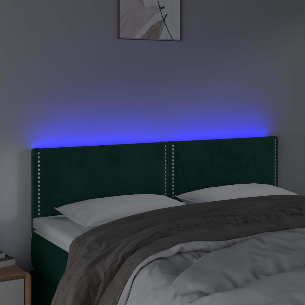 Κεφαλάρι Κρεβατιού LED Σκούρο Πράσινο 144x5x78/88 εκ. Βελούδινο - Pakobazaar