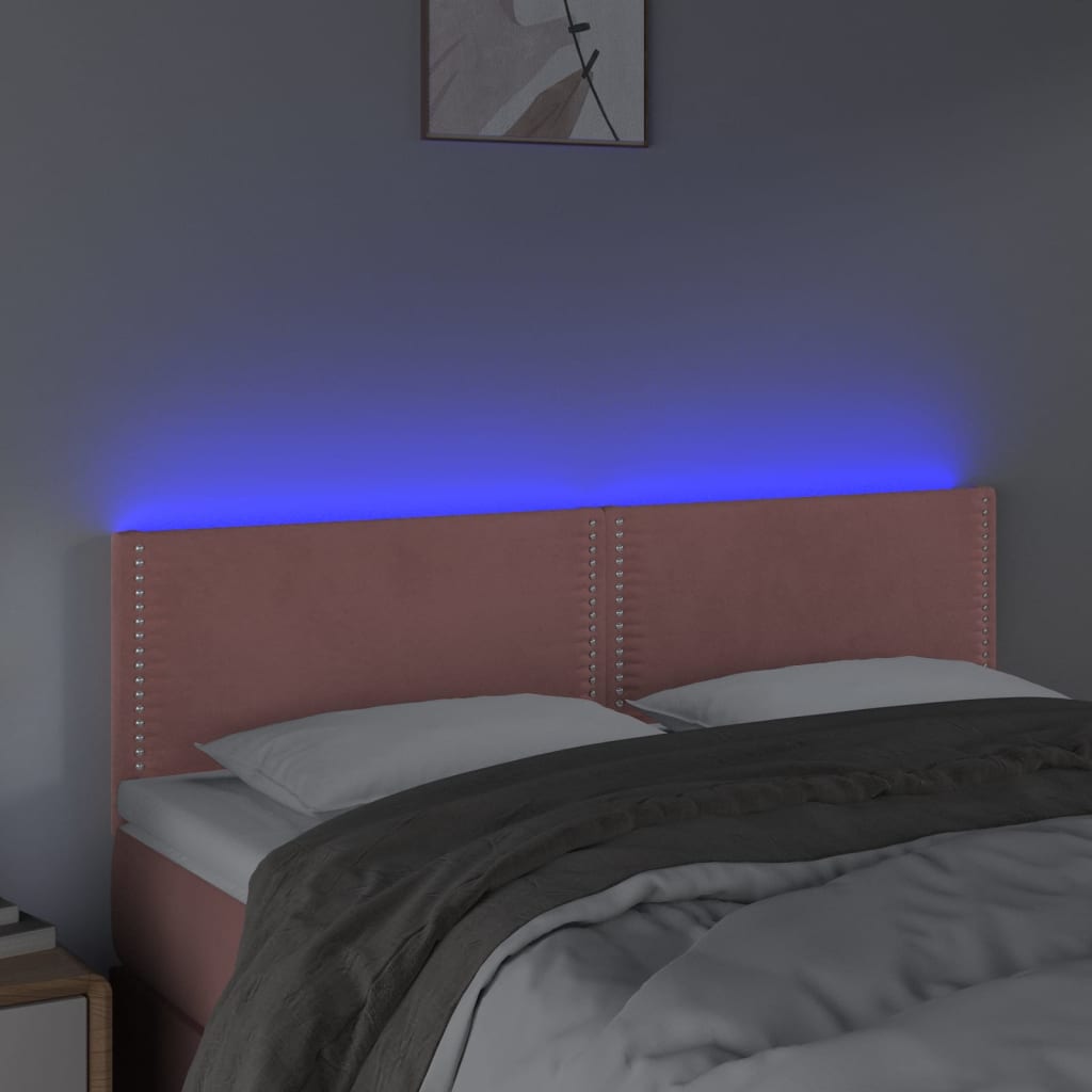 Κεφαλάρι Κρεβατιού LED Ροζ 144x5x78/88 εκ. Βελούδινο - Pakobazaar