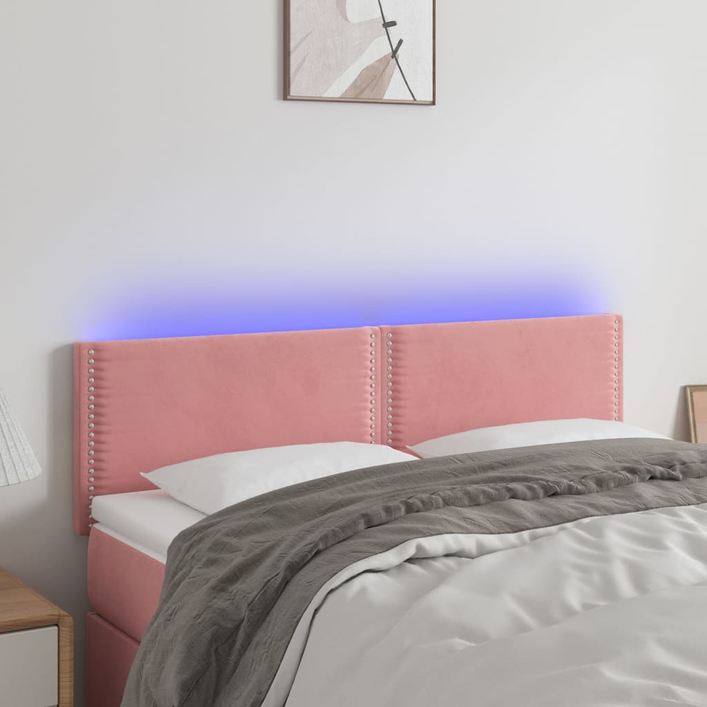 Κεφαλάρι Κρεβατιού LED Ροζ 144x5x78/88 εκ. Βελούδινο - Pakobazaar