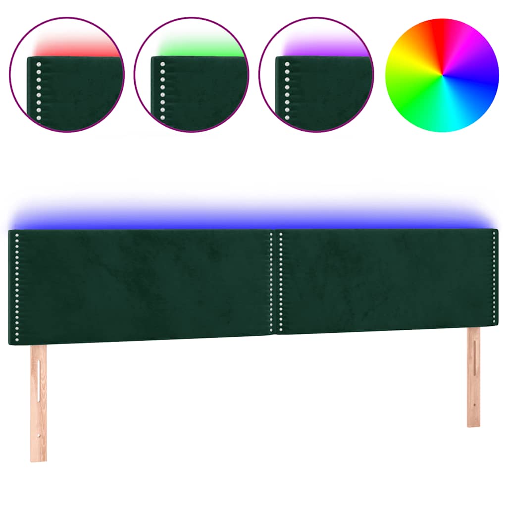 Κεφαλάρι Κρεβατιού LED Σκούρο Πράσινο 160x5x78/88 εκ. Βελούδινο - Pakobazaar