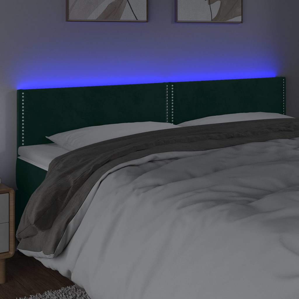 Κεφαλάρι Κρεβατιού LED Σκούρο Πράσινο 160x5x78/88 εκ. Βελούδινο - Pakobazaar
