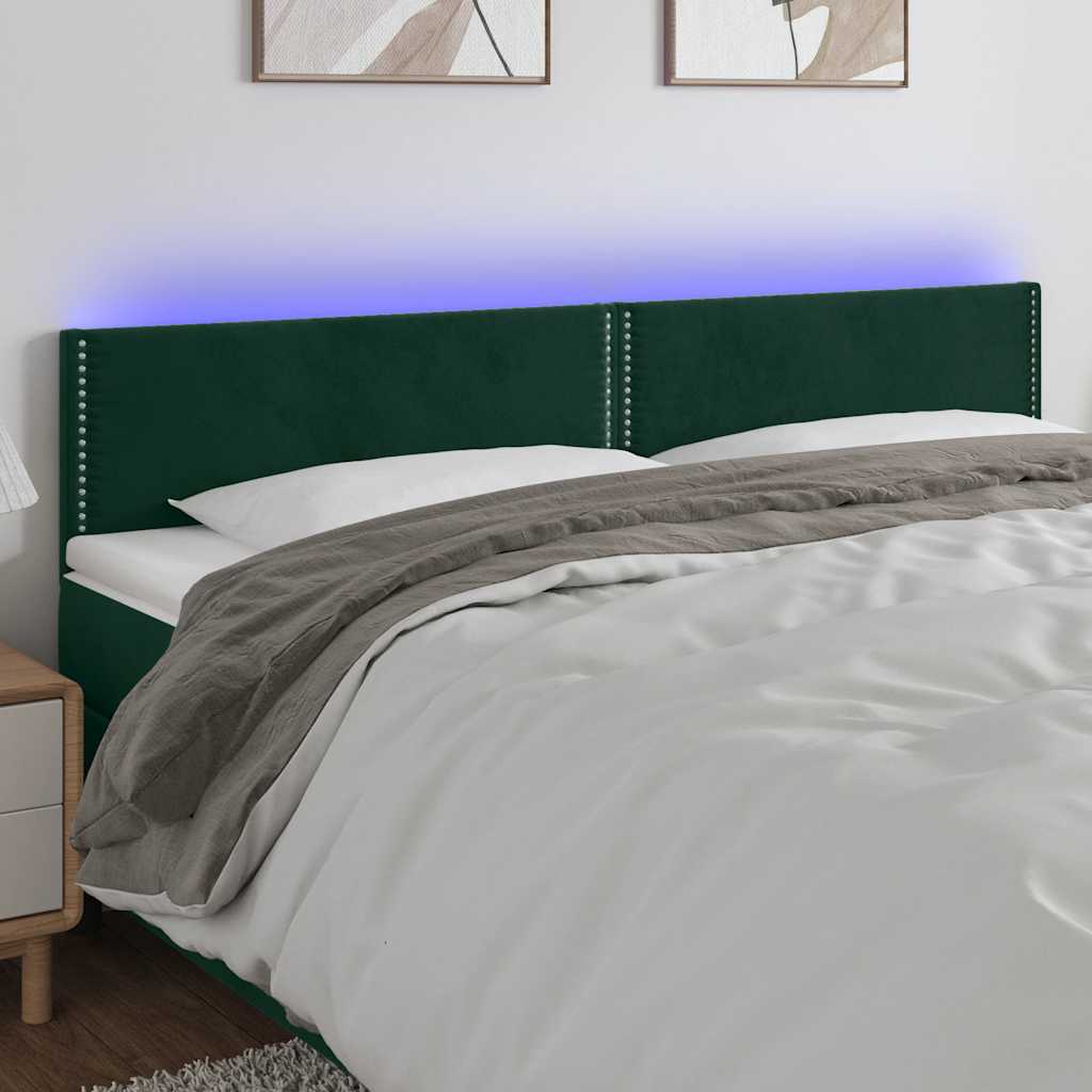 Κεφαλάρι Κρεβατιού LED Σκούρο Πράσινο 160x5x78/88 εκ. Βελούδινο - Pakobazaar