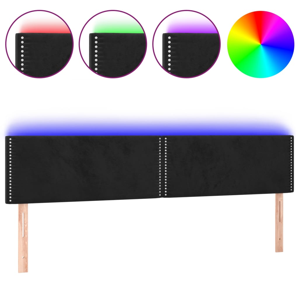 Κεφαλάρι Κρεβατιού LED Μαύρο 180x5x78/88 εκ. Βελούδινο