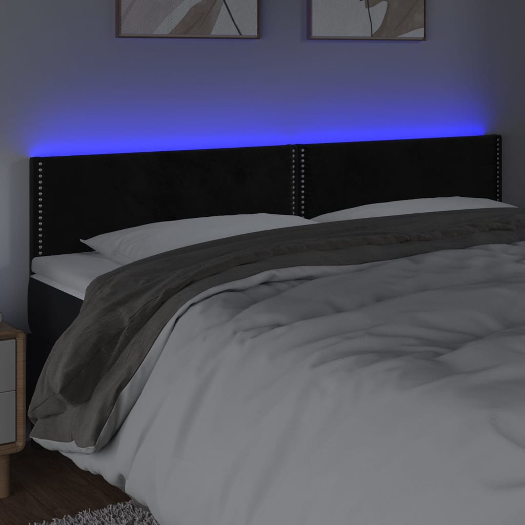 Κεφαλάρι Κρεβατιού LED Μαύρο 180x5x78/88 εκ. Βελούδινο