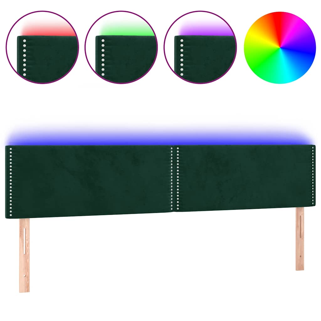 Κεφαλάρι Κρεβατιού LED Σκούρο Πράσινο 180x5x78/88 εκ. Βελούδινο