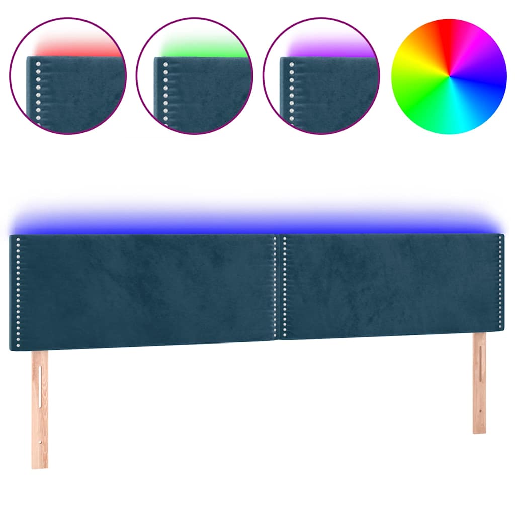 Κεφαλάρι Κρεβατιού LED Σκούρο Μπλε 180x5x78/88 εκ. Βελούδινο - Pakobazaar