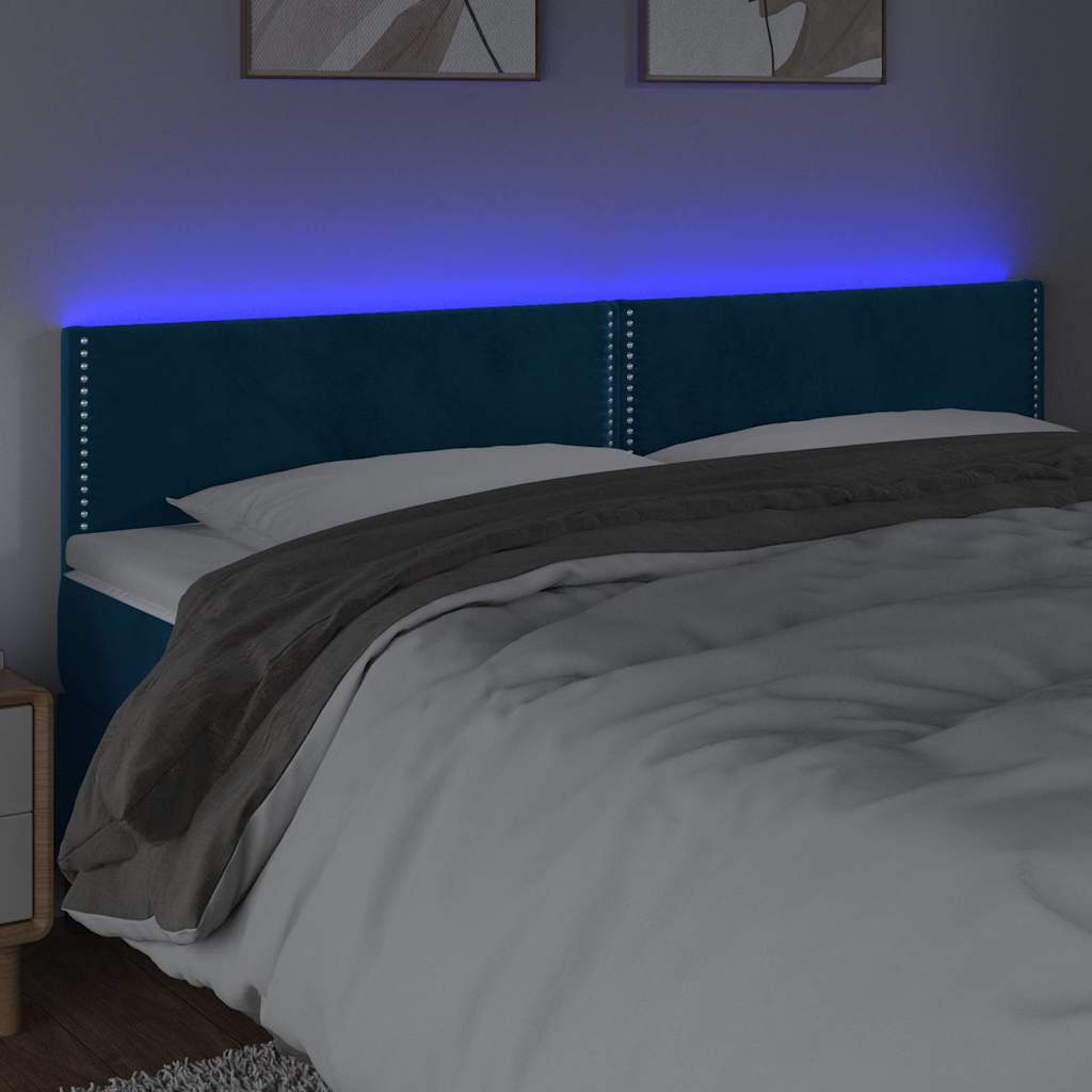 Κεφαλάρι Κρεβατιού LED Σκούρο Μπλε 180x5x78/88 εκ. Βελούδινο - Pakobazaar