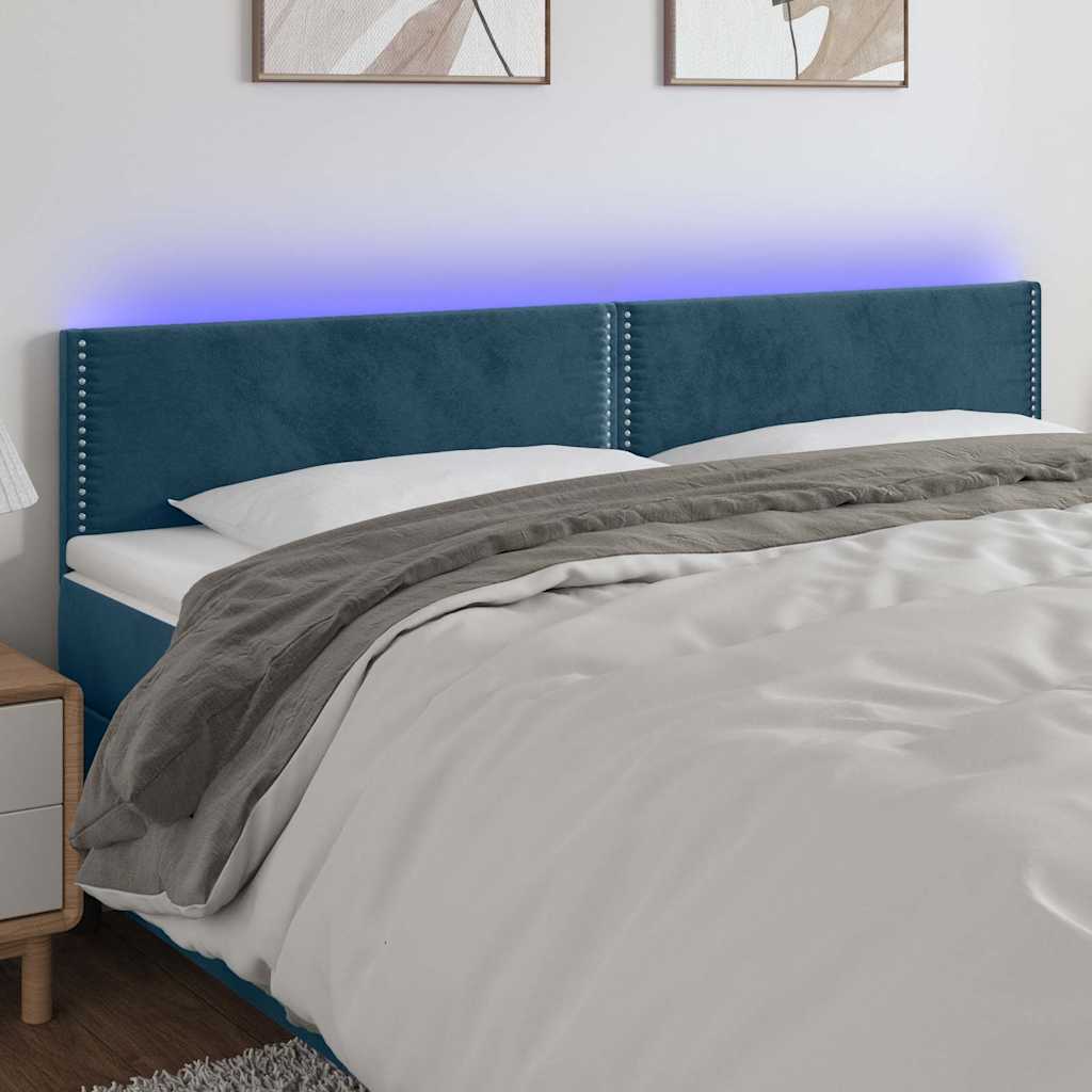 Κεφαλάρι Κρεβατιού LED Σκούρο Μπλε 180x5x78/88 εκ. Βελούδινο - Pakobazaar
