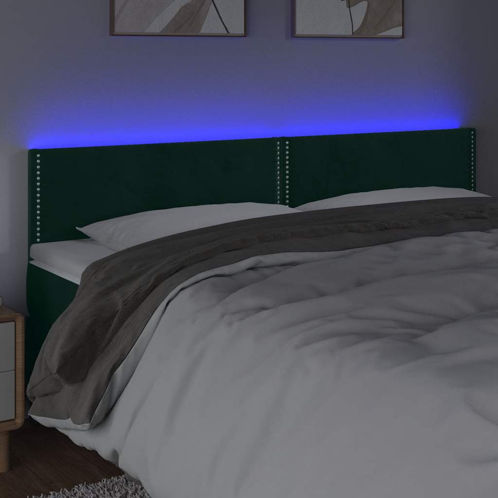 Κεφαλάρι Κρεβατιού LED Σκούρο Πράσινο 200x5x78/88 εκ. Βελούδινο