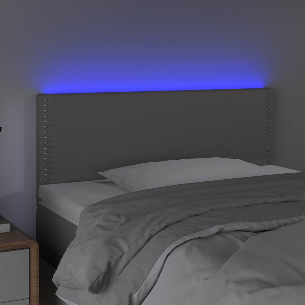 Κεφαλάρι Κρεβατιού LED Γκρι 90x5x78/88 εκ. από Συνθετικό Δέρμα