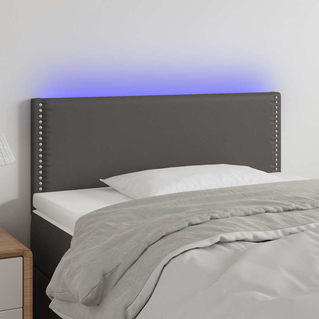 Κεφαλάρι Κρεβατιού LED Γκρι 90x5x78/88 εκ. από Συνθετικό Δέρμα