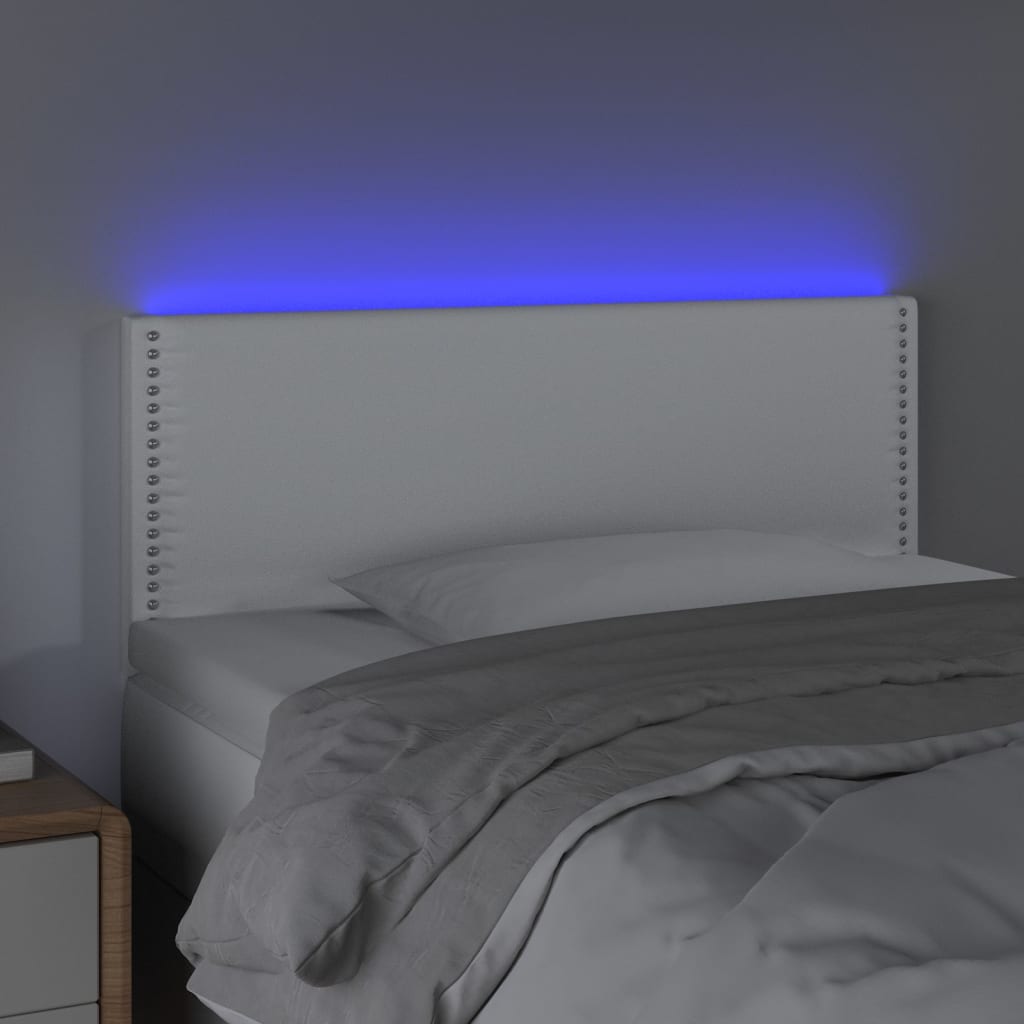 Κεφαλάρι Κρεβατιού LED Λευκό 100x5x78/88 εκ. Συνθετ. Δέρμα
