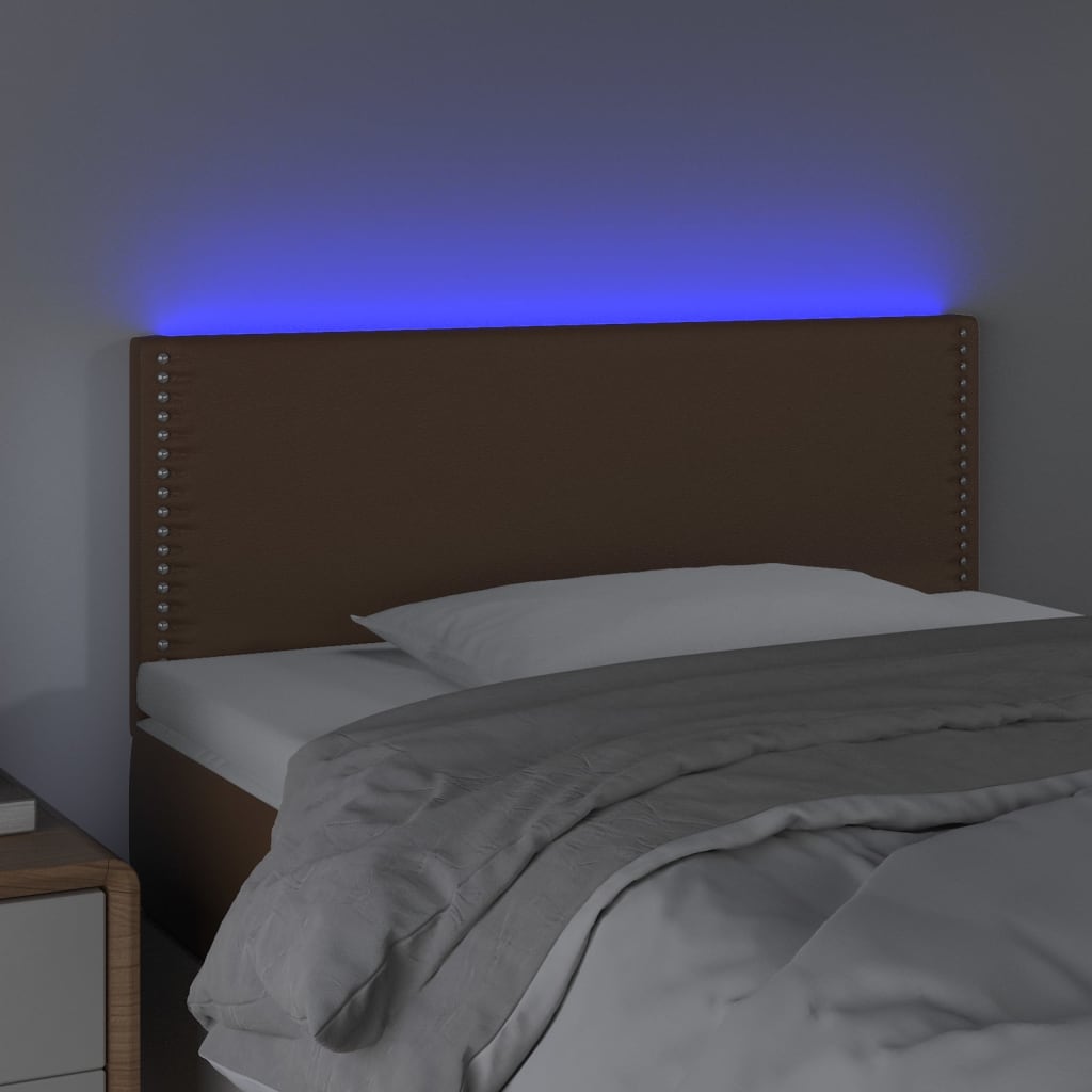 Κεφαλάρι Κρεβατιού LED Καφέ 100x5x78/88 εκ. από Συνθετικό Δέρμα - Pakobazaar