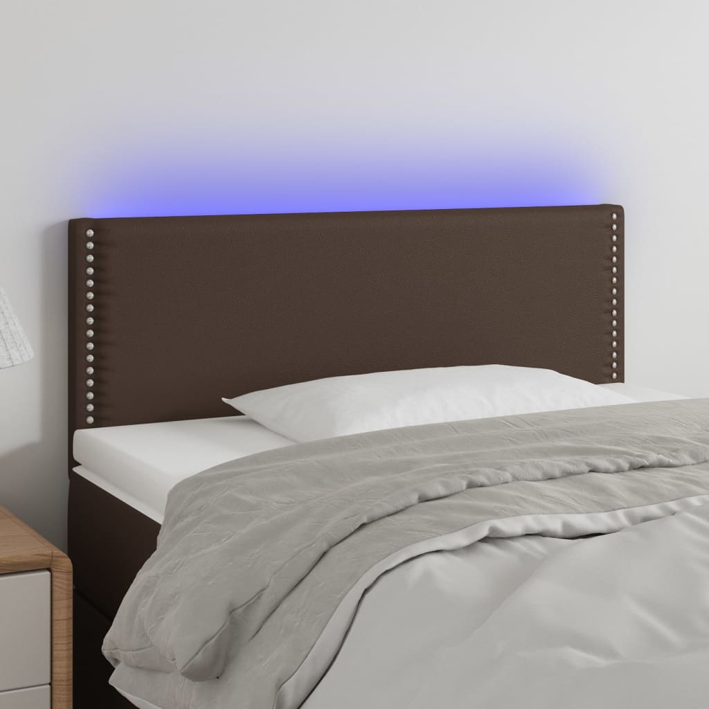 Κεφαλάρι Κρεβατιού LED Καφέ 100x5x78/88 εκ. από Συνθετικό Δέρμα - Pakobazaar