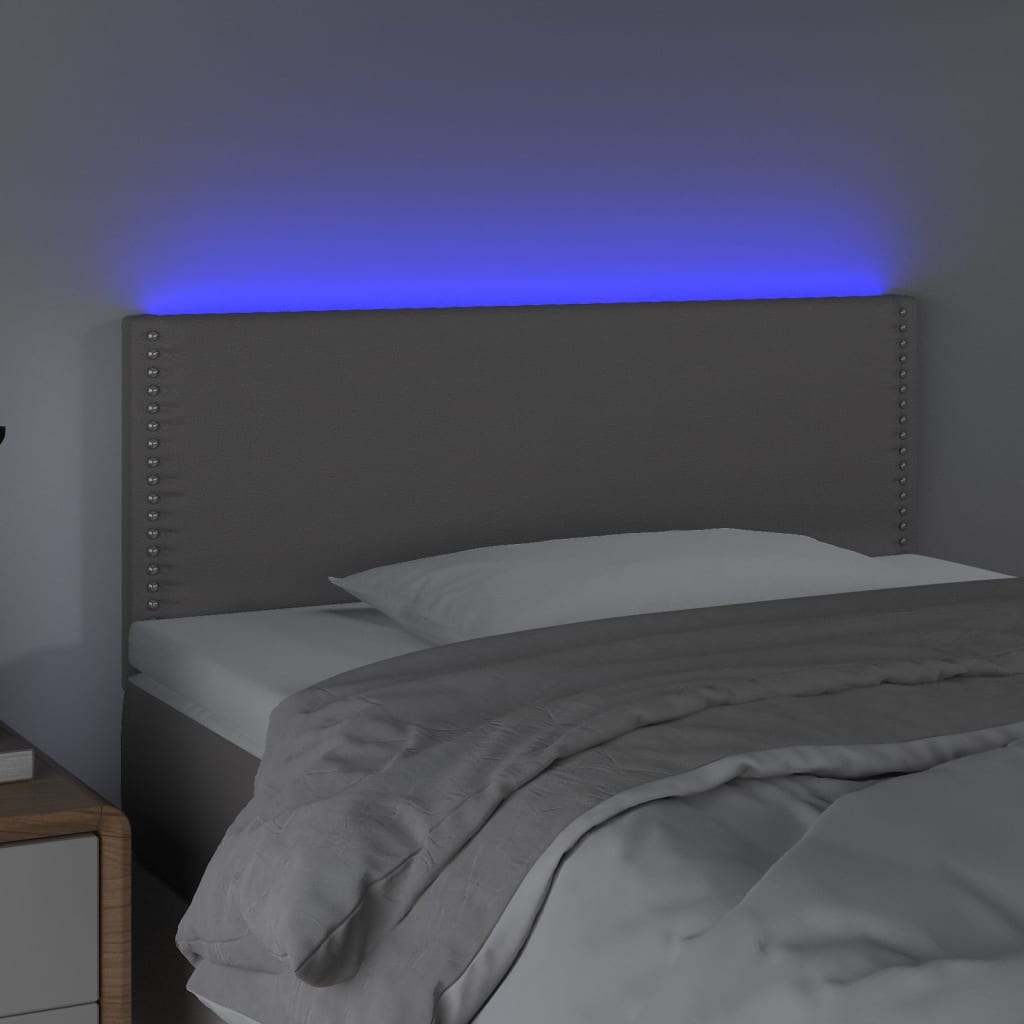 Κεφαλάρι Κρεβατιού LED Γκρι 100x5x78/88 εκ. από Συνθετικό Δέρμα