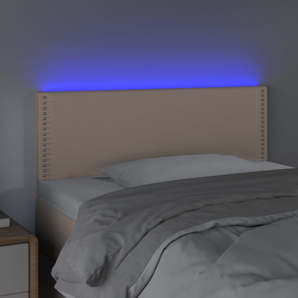 Κεφαλάρι Κρεβατιού LED Καπουτσίνο 100x5x78/88 εκ. Συνθετ. Δέρμα