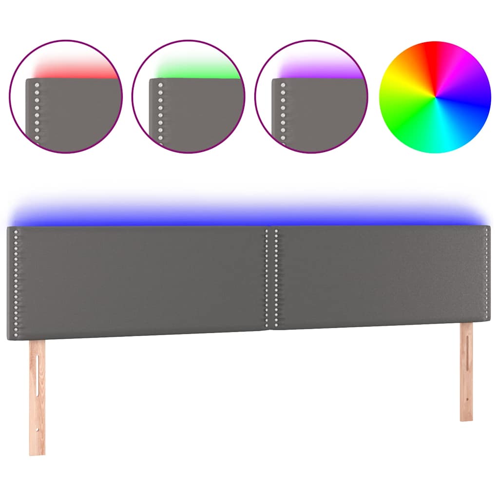 Κεφαλάρι Κρεβατιού LED Γκρι 160x5x78/88 εκ. από Συνθετικό Δέρμα