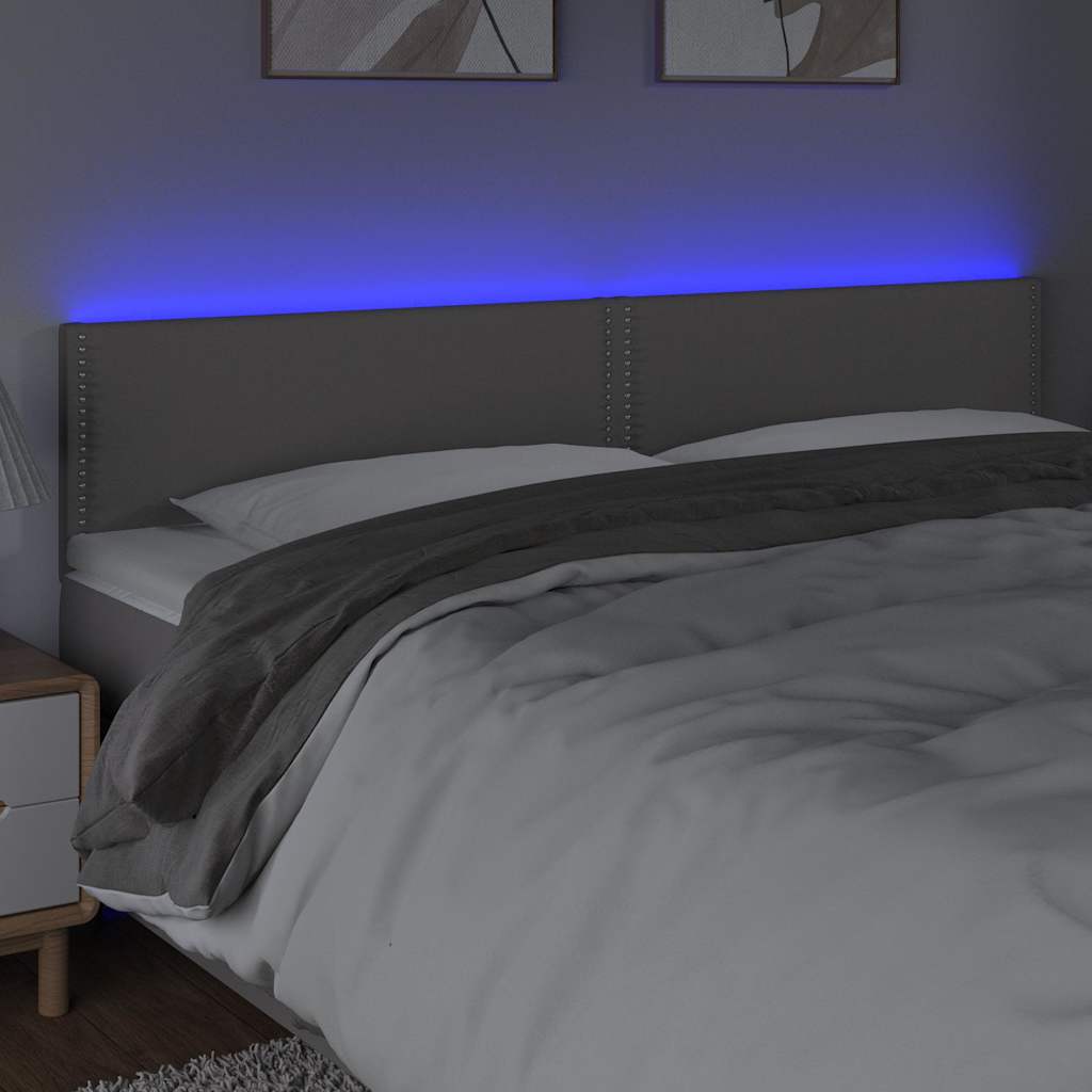 Κεφαλάρι Κρεβατιού LED Γκρι 160x5x78/88 εκ. από Συνθετικό Δέρμα